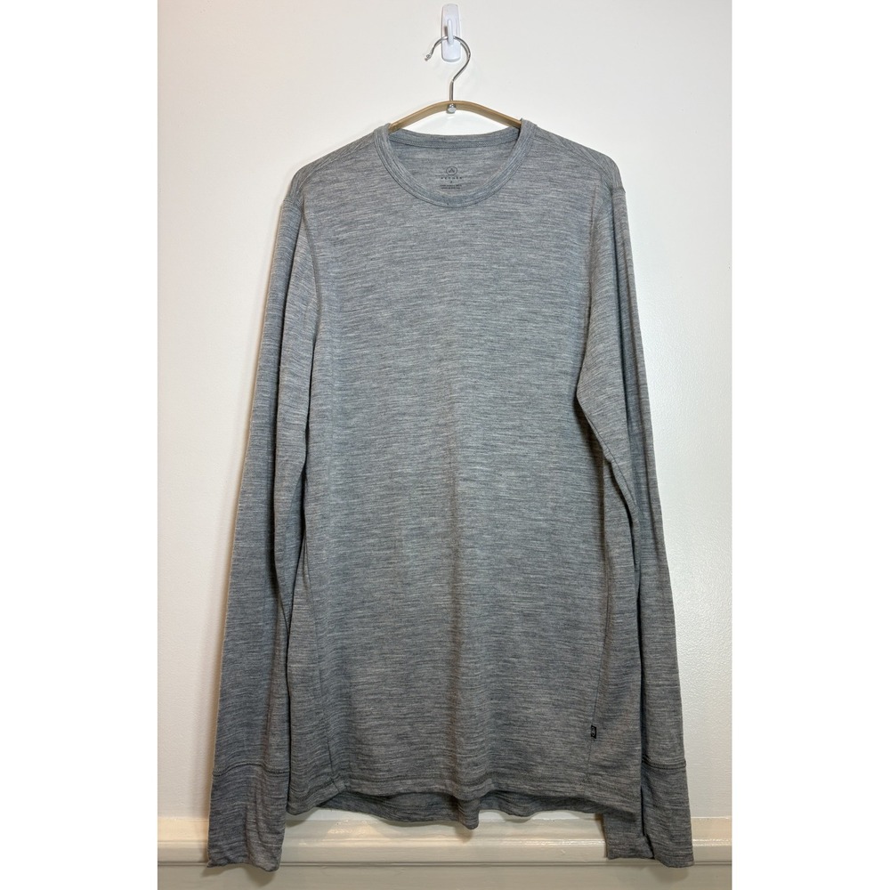 Aether Apparel Men 2 Merino Wool Baselayer Long Sleeve Crewneck Grey Medium USA